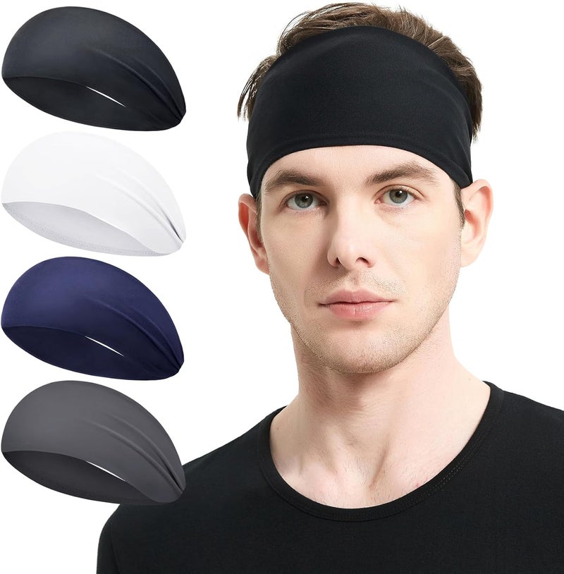 MARKEEP Running Headbands for Men（4 or 6 Pack, Mens Stretchy Headband for Football,Cycling,Basketball,Yoga,Fitness Workout Unisex Quick-Dry Sweatband - Image 1